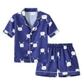 thumbnail image 1 of Fshinging Toddler Girls Pajamas Suit Cute Cartoon Car Animal Print Short Sleeve Lapel Button Shirts Tops And Shorts Outfits, 1 of 2