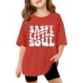 thumbnail image 1 of Fshinging Toddler Girls Summer Tops Cute Letter Print Short Sleeve Crew Neck Shirts Athletic Blouse Size 11-12 Years, 1 of 6