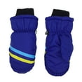 thumbnail image 1 of Fshinging Winter Colorful Stripe Patchwork Warm Gloves Girls Boys Skiing Snow Toddler Mittens Kids Baby Water-proof Full Finger Gloves, 1 of 2