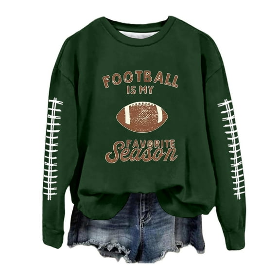 Fshinging Women Hoodie Sweatshirt Football Rugby Print Long Sleeve Crewneck Casual Y2k Clothes