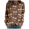 thumbnail image 1 of Fshinging Women Hoodie Sweatshirt Full Bow Print Long Sleeve Crewneck Casual Lightweight Outfit, 1 of 4