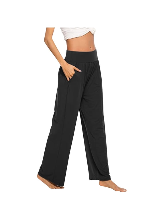 Women Pants For Work Yoga Sweat Comfy Loose Wide Leg Lounge Joggers Pockets Work Trousers