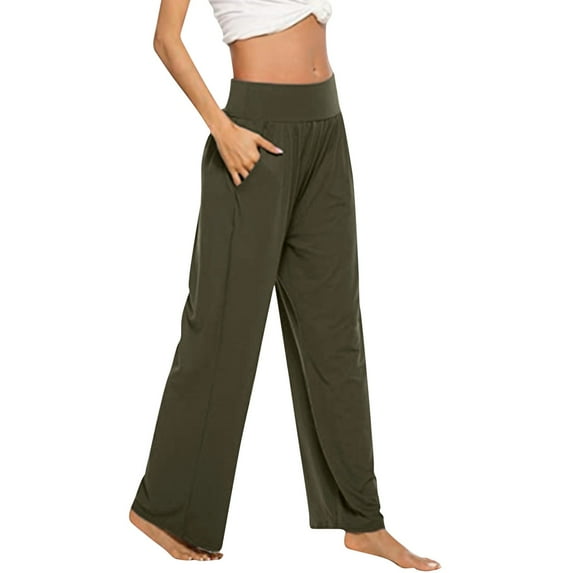 Fshinging Women Pants For Work Yoga Sweat Comfy Loose Wide Leg Lounge Joggers Pockets Work Trousers
