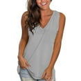 thumbnail image 1 of Fshinging Women Summer V Neck Tank Tops Solid Color Sleeveless Vest Shirt Loose Tunic Blouse Casual Cami Top, 1 of 4