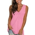 thumbnail image 1 of Fshinging Women Summer V Neck Tank Tops Solid Color Sleeveless Vest Shirt Loose Tunic Blouse Casual Cami Top, 1 of 4