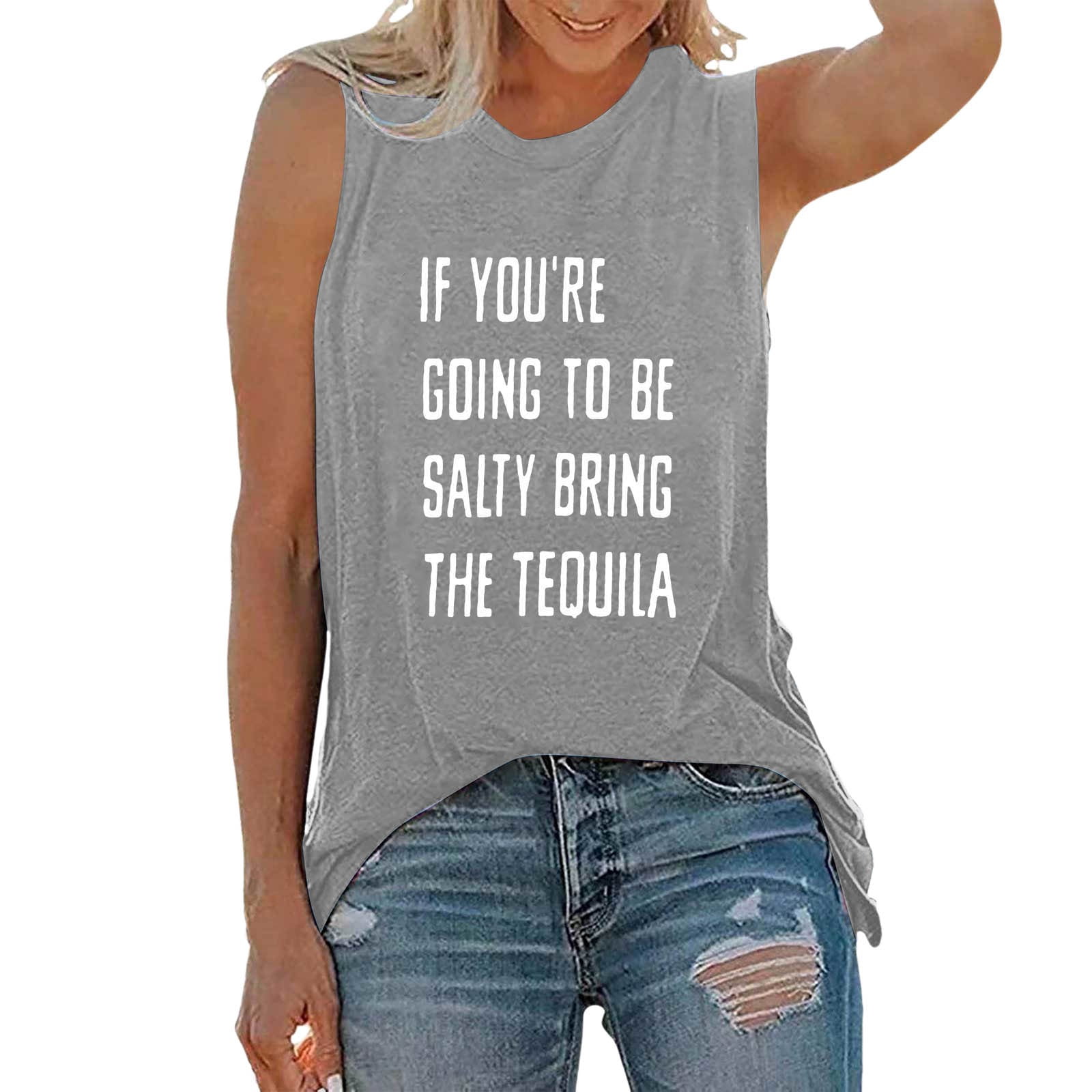 Fshinging Women Tops 2025 T Shirts Tank Top Funny Letter Print ...