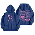 thumbnail image 1 of Fshinging Women's 2025 Y2K Hoodies Bow Letter Graphic Long Sleeve Drawstring With Pockets Lightweight Pullover Sweaters, 1 of 7