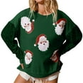thumbnail image 1 of Fshinging Women's Fashion Hoodies & Sweatshirts Christmas Sequin Santa Claus Print Patchwork Long Sleeve Sweater Lightweight Outfit, 1 of 8