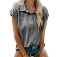 thumbnail image 1 of Fshinging Womens Button Down Plaid Shirts Summer Short Cap Sleeve Lapel Blouses Relaxed Fit Casual Workwear Tops, 1 of 5