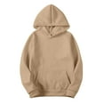 thumbnail image 1 of Fshinging Womens Cute Hoodies Casual Sweatshirt Solid Color Basic Cropped With Pockets Long Sleeve Slim Pullover Tops, 1 of 5