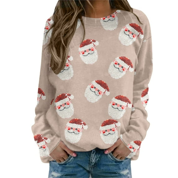 Fshinging Womens Daily Home Outdoor Workout Long Sleeve O Neck T Shirt Top Printed Sweatshirt Blouse