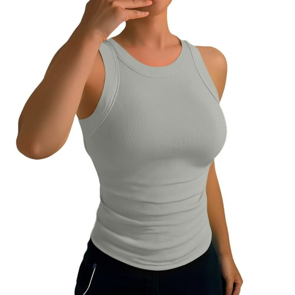 Fshinging Womens Summer Tops Solid Color Sleeveless Backless Sport Casual Slim Women Tunic Top