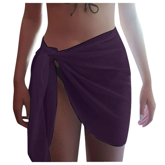 Fshinging Womens Swimsuit Cover-Ups Summer Solid Sexy Beach Skirt Side Knot Sexy Short Skirt Beach Cover Ups