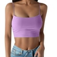 thumbnail image 1 of Fshinging Womens Tank Top Solid Sleeveless Cropped Camisole Summer Undershirt Purple L, 1 of 3