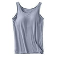 thumbnail image 1 of Fshinging Womens Tank Tops With Built In Bras Summer Soild Color Sleeveless Camisole Plus Size Padded Push Up Tank Top One-piece Vest, 1 of 4