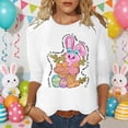 thumbnail image 1 of Fshinging Womens Tees Tops Rabbit Eggs Graphic 3/4 Sleeve Crew Neck Easter Plus Size Outfits White XXL, 1 of 2
