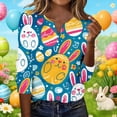 thumbnail image 1 of Fshinging Womens Tops Casual T Shirts Easter 3/4 Sleeve Eggs Rabbit Graphic Crew Neck Fashion Workout Clothes White XXXXL, 1 of 3