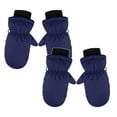 thumbnail image 1 of 2 Pack Children Outdoor Sports Skiing Snow Gloves Winter Keep Warm Thicken Waterproof Windproof Mittens Solid Boys Girls Gloves, 1 of 2