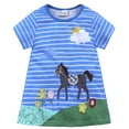 thumbnail image 1 of Toddler Baby Kids Girls Cotton Short Sleeve Casual Dress Cartoon Appliques Striped Princess Dresses 5t Rainbow Dress, 1 of 9