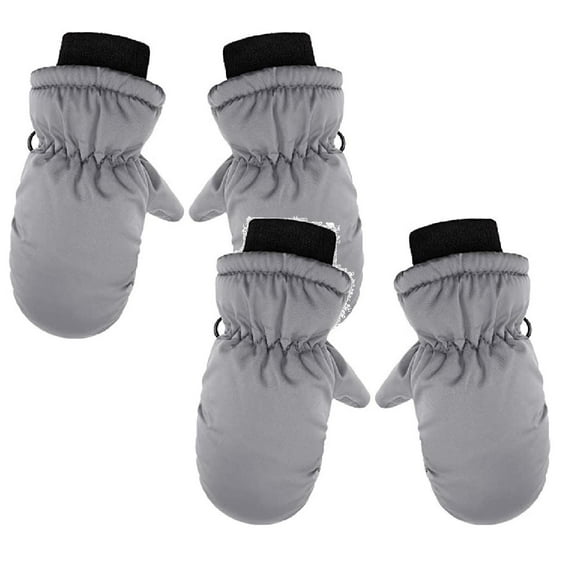 2 Pack Solid Warm Toddler Mittens Outdoot Sport Water-proof Skiing Gloves Toddler Snow Gloves Girls Boys Kids Baby Winter Mittens