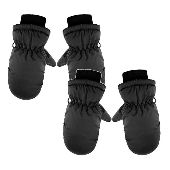 2 Pack Winter Warm Waterproof Skiing Snow Gloves Bodys Girls Toddler Solid Thicken Outdoor Windproof Mittens Kids Children