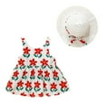 thumbnail image 1 of KDFJPTH Girls Toddler Summer Casual Sleeveless Flower Prints Dress Straw Hat Set Dance Party Dresses Holiday Beach Clothes, 1 of 7