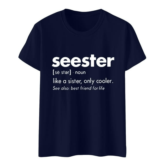 Women Casual Top Blouse Letter Printed Shirts Round Neck Short Sleeve Loose Tee Tops Tunic Soft Warm Blouse