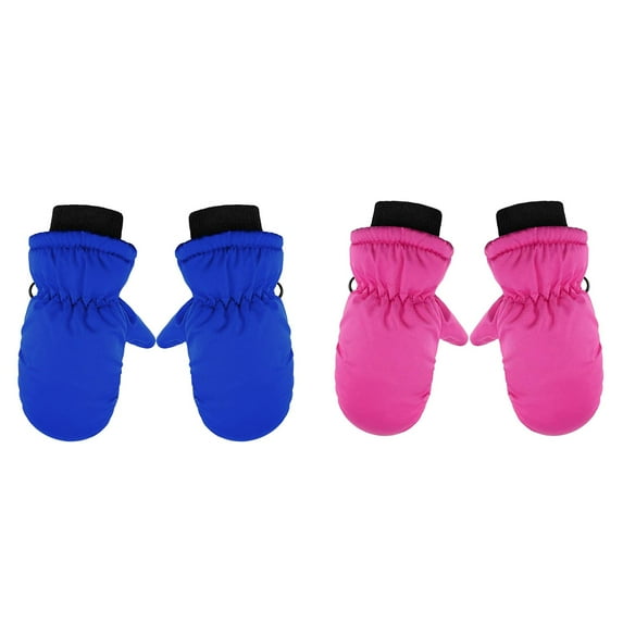 2 Pack Toddler Boy Girls Ski Snowboard Gloves Winter Solid Color Warm Thicken Windproof Waterproof Children Kids Mittens