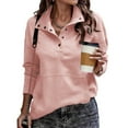 thumbnail image 1 of Fshion Plus Size Hoodie for Womens Zip Up Long Sleeve Lapel Button Solid Color Pocket Casual Hoodless Sweatshirts, 1 of 6