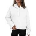 thumbnail image 1 of Fshion Zip Up Hoodie for Womens Plus Size Half Zip Sweatshirt Hooded Women's Half Zip Pullover Sweatshirt Wear 2025 Winter Wear Long Sleeved Hooded Sweatshirt, 1 of 5