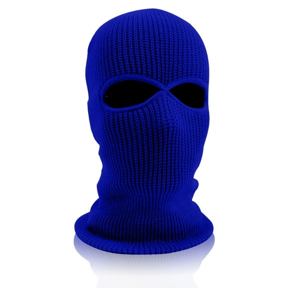 Fshiont 2-Hole Knitted Ski Mask Full Face Mask Cover Neck Gaiter Winter Balaclava Warm Knit Beanie for Outdoor Sports Royal Blue