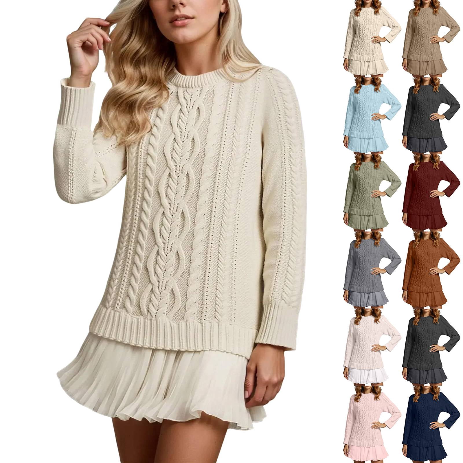 Jessica Simpson Women's Long Sleeve Cozy Knit Sweater Mini Dress