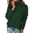 thumbnail image 1 of Fshiont 2026 New Women's Turtleneck Sweater Long Sleeve Knitted Pullover Slim Fitted Soft Fall Winter Everyday Top Dark Green 2XL, 1 of 5