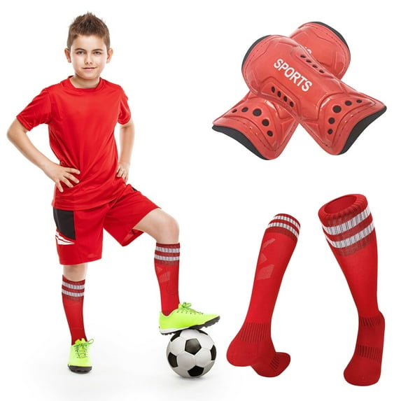 Fshiont Kids Soccer Socks, Long Football Socks Knee High Athletic Socks for 7-12 Youth Boys & Girls Red