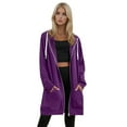 thumbnail image 1 of Fshiont Long Zip Up Hoodie Women Fleece Lined Oversized Tunic Sweatshirt Drop Shoulder Knee Length Fall Winter Hooded Jacket Purple L, 1 of 6