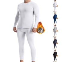 Fshiont Men Thermal Underwear Set Long Johns Pants Long Sleeve Soft Underwear Kit Top Bottom Winter Sports Suits White 2XL