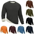 thumbnail image 1 of Fshiont Men's Fleece Sweatshirt Sherpa Lined Crewneck Basic Winter Thick Pullover Tops with Pocket Saffron M, 1 of 5