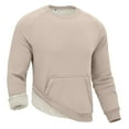 thumbnail image 1 of Fshiont Men's Sherpa Lined Sweatshirts Warm Soft Crewneck Sweatshirts Heavyweight Winter Pullover Kangaroo with Pouch Pocket Khaki M, 1 of 4