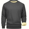 thumbnail image 1 of Fshiont Mens Crewneck Thermal Shirts Sherpa Lined Sweatshirts Winter Warm Soft Fleece Long Sleeve Thick Pullover Tops Dark Gray L, 1 of 6