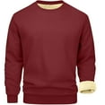 thumbnail image 1 of Fshiont Mens Crewneck Thermal Shirts Sherpa Lined Sweatshirts Winter Warm Soft Fleece Long Sleeve Thick Pullover Tops Wine L, 1 of 7