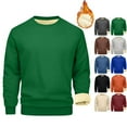 thumbnail image 1 of Fshiont Mens Sherpa Fleece Lined Sweatshirt Crewneck Basic Thermal Pullover Tops Winter Thick Heavyweight Warm Sweater Shirts Green M, 1 of 7