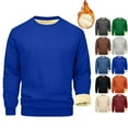 thumbnail image 1 of Fshiont Mens Sherpa Fleece Lined Sweatshirt Crewneck Basic Thermal Pullover Tops Winter Thick Heavyweight Warm Sweater Shirts Royal Blue M, 1 of 7