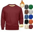 thumbnail image 1 of Fshiont Mens Sherpa Fleece Lined Sweatshirt Crewneck Basic Thermal Pullover Tops Winter Thick Heavyweight Warm Sweater Shirts Wine 2XL, 1 of 7