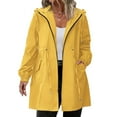 thumbnail image 1 of Fshiont Rain Jacket Women Striped Lined Hooded Lightweight Raincoat Outdoor Waterproof Windbreaker Yellow 4XL, 1 of 4