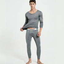 Fshiont Thermal Underwear for Men Set Fleece Lined Long Johns Base Layer Cold Weather Slim Fit Gray 3XL