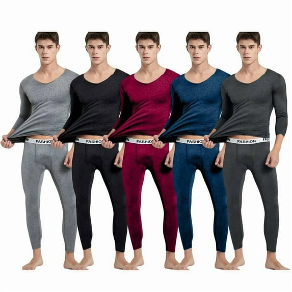 Fshiont Thermal Underwear for Men Set Fleece Lined Long Johns Base Layer Cold Weather Slim Fit Red 3XL