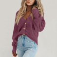 thumbnail image 1 of Fshiont Women's Chunky Knit Open Front Sweater Long Sleeve Button Loose Short Cardigan Outerwear Coats Light Purple S, 1 of 7