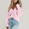 thumbnail image 1 of Fshiont Women's Chunky Knit Open Front Sweater Long Sleeve Button Loose Short Cardigan Outerwear Coats Pink M, 1 of 8