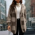 thumbnail image 1 of Fshiont Womens Fuzzy Fleece Jacket Fall Winter Faux Fur Coat Sherpa Jacket Open Front Cardigan Outerwear Coffee 3XL, 1 of 5