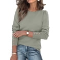 thumbnail image 1 of Fshiont Womens Sweaters Fall Fashion 2025 Long Sleeve Button Cuff Soft Knit Pullover Trendy Tops Dressy Casual Blouses Light Gray 2XL, 1 of 5